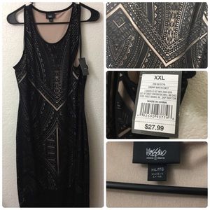 XXL Black lace over nude Mossimo dress.